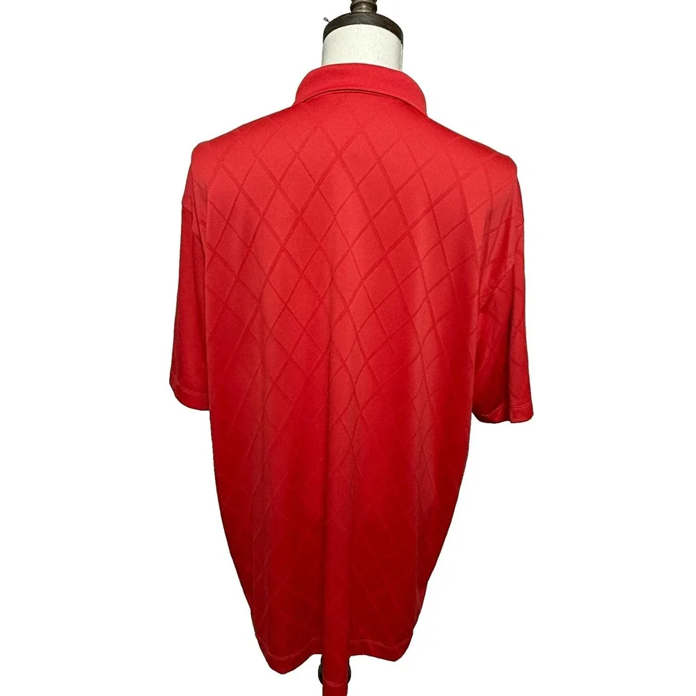 Nike Shirt Mens‎ XXL Red Fit Dry Diamond Pattern Short Sleeve Golf Polo